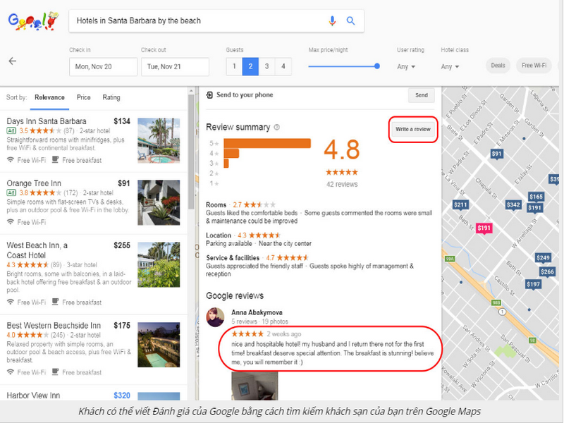 Đánh giá trên Google map