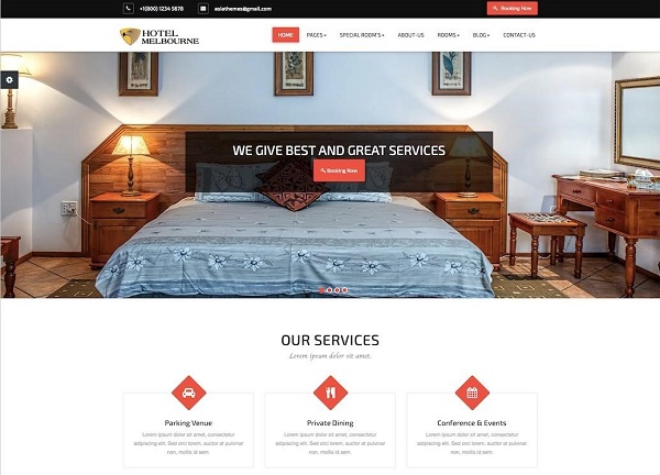 Trang web Hotel Melbourne có nhiều tính năng hữu ích