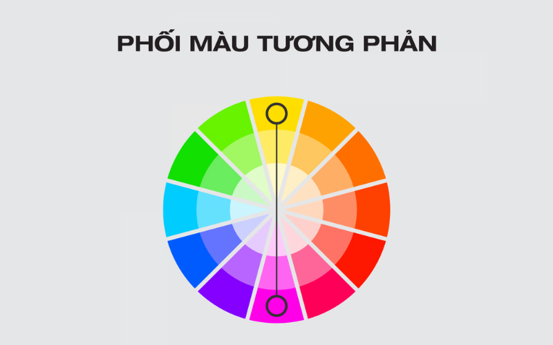 Phối màu bổ sung trực tiếp sử dụng những cặp màu đối xứng nhau