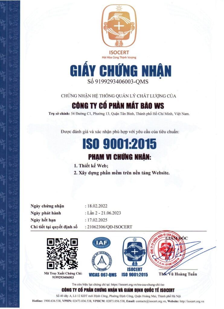 Mắt Bão WS nhận được chứng nhận ISO 9001:2015 – tiếp tục chinh phục những “nấc thang” mới trên hành trình quản lý chất lượng - 3